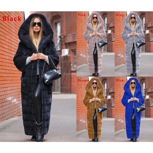 Femmes fausse fourrure 2023 manteau décontracté sweat à capuche pour femme fourrure épaisse chaude longue veste de lapin mince hiver Feminino 5XL 231120