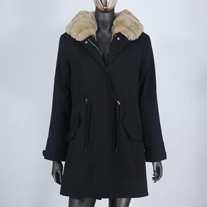 Fautes de fourrure féminine 2023 longue parka imperméable veste d'hiver pour femmes réelles Rex Natural Rex Warmable Devercoat Extérieur