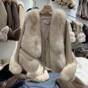 Femmes fourrure Faux 2023 hiver femmes vestes vrai manteau avec véritable peau de mouton vêtements d'extérieur en cuir manches longues mode vêtements courts