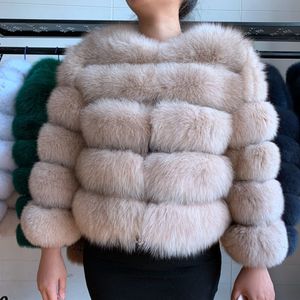 Manteau en fausse fourrure pour femme, 50CM, veste épaisse d'hiver, courte, manches authentiques, vente en gros, 221123