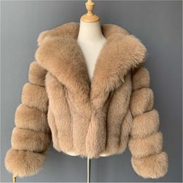Women's Fur Faux Autumn Winter Mink Coat Women Luxury Thick Warm Lapel Long Sleeve White Black Khaki Fluffy Jacket T221102
