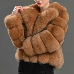 Femmes de fourrure Faux Automne Hiver Vison Manteau Femmes De Luxe Épais Chaud Revers À Manches Longues Blanc Noir Kaki Moelleux Veste T221107