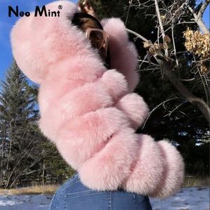 Femmes Fourrure Faux Bonnet Y2k Filles Premium Bubble Crop Shaggy Midi Manteau Femmes À Capuche Hiver Épais Chaud Fermeture Éclair Fluffy Veste 231201