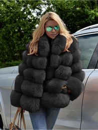 Femmes fausse fourrure décontracté blanc noir moelleux automne hiver manteau veste à manches longues recadrée bouffante pour vêtements d'extérieur 221010