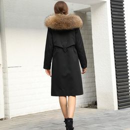 Manteau fausse fourrure femme Parka longue femme 2021 doublure peau entière raton laveur chien collier hiver