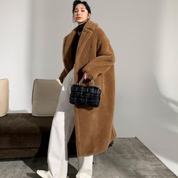 Abrigo de piel sintética para mujer, diseñador de lana de Alpaca, suelto, invierno 2022, grueso, de gama alta