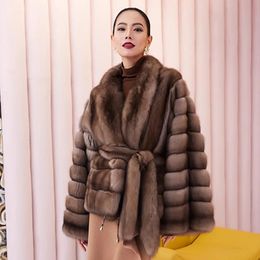 Manteau en fausse fourrure pour femme, veste courte naturelle de luxe, hiver 2023, 231018