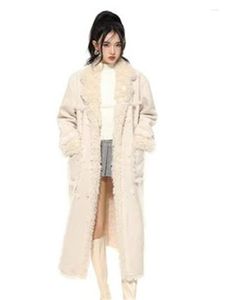 Women's Fur Faux Coat Women White Long Lamb