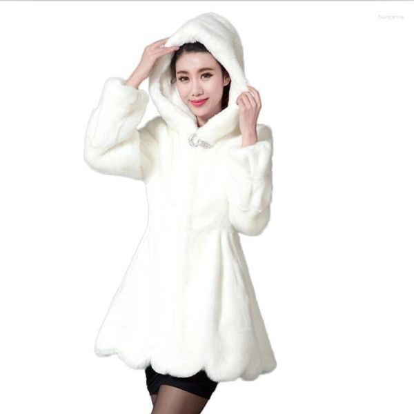 Abrigo de piel sintética para mujer, chaqueta de invierno 2023, chaqueta larga delgada gruesa cálida Pakras para mujer, chaquetas negras y blancas