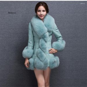 Manteau en fausse fourrure pour femmes hiver coréen col à manches longues blanc violet noir mince mode
