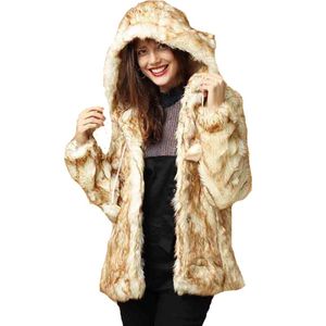 Dames bont faux schattige fuzzy ball capuchon coated jas