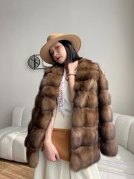 Dames Bont Faux Fangtai 2023 Mode Winter Warm Luxe Natuurlijke Echte Russische Sable Jas Dames Jas Speciale aanbieding 231114