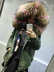 Femmes fourrure fausse mode plus grand raton laveur chien à capuche manteau coloré réel à l'intérieur veste hiver femmes vison manteaux Multi fourrures Parka