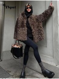 Femmes Fourrure Fausse Mode Solide Doux Laine D'agneau Teddy Veste Femmes Causal Manches Longues Revers Chaud 2023 Hiver Femme Épaissie Outwear 231109