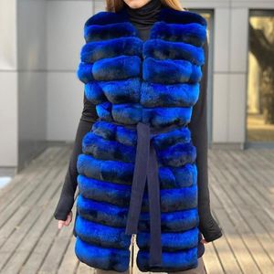 Gilet épissé en fausse fourrure pour femme, manteau sans manches, Rex avec veste en mélange de laine, à la mode, automne-hiver, 2023