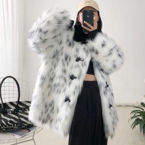 Dames bont faux mode winter nieuwe dames jas imitatie raccoon spot herfst casual warmte jassen t221105