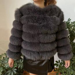 Fourrure femme Fausse fourrure 100% veste de fourrure naturelle manteau de fourrure véritable veste d'hiver femmes fourrure de renard naturel de luxe mode 50 cm veste courte en gros 231109