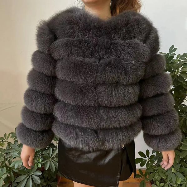 Fourrure femme Fausse fourrure 100% veste de fourrure naturelle manteau de fourrure véritable veste d'hiver femmes fourrure de renard naturel de luxe mode 50 cm veste courte en gros 231117