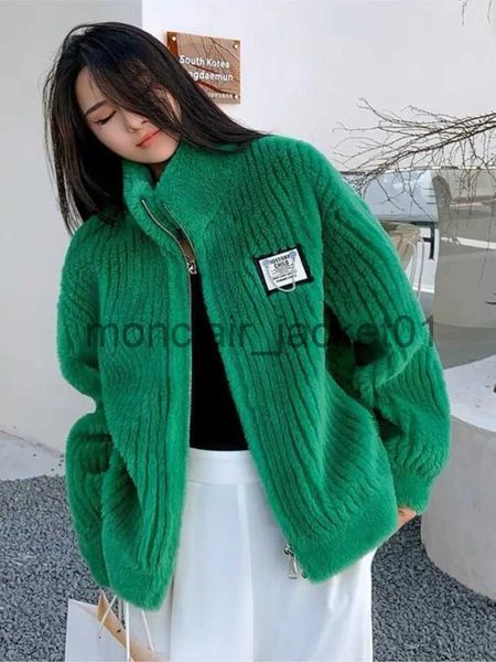 Fourrure femme fausse fourrure 2023 hiver mouton tondu laine manteau de fourrure nouvel hiver femme agneaux laine courte fourrure manteau de cisaillement casacos de inverno feminino J231011