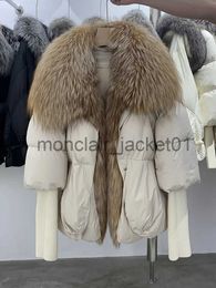 Dames Bont Nepbont 2023 Winter Vrouwen Puffer Jas Grote Echte Vos Bontkraag Dikke Luxe Parka's Bovenkleding Vrouwelijke 90% Witte Eend Donsjack J231011