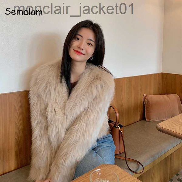 Piel de mujer Piel sintética 2023 Mujeres Invierno Faux Fox Fur Coat Corea Moda Elegante Abrigos cálidos Outercoat suelto Lady Party Club Trajes Casual Blanco Negro J230921