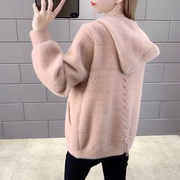 Damesbont Nepbont Kunstschapenbont Korte jassen met capuchon Luxe Eco Roze jas Promotie Dameskleding en aanbiedingen 230915