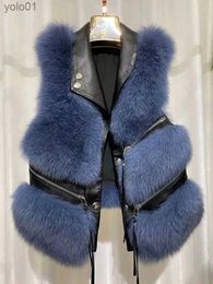 Fourrure Femme Fausse Fourrure Automne Faux Cuir Fourrure Manteaux et Vestes Femmes Haute Qualité 2023 Élégant Fluffy Veste Gilet Boucle Manteau Court De Luxe Survêtement L231109