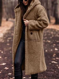 Fourrure femme Fausse Fourrure Automne Hiver Long Manteau Femme Peluche Chaud Fausse Fourrure Manteau Femmes Fourrure Teddy Veste Fe Teddy Manteau Outwear LadiesL231007