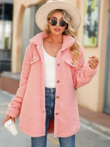 Fourrure femme Fausse fourrure automne hiver Teddy manteau femmes lâche fausse fourrure manteau veste dames bouton rose peluche manteaux ours en peluche vestes pour femmes 231123