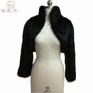 Piel de mujer Piel sintética Moda Abrigo de piel sintética negro Abrigo nupcial Chaqueta de manga larga Mantón Cabo Estola Bolero Marfil Piel sintética Damas de honor Cabo 230728