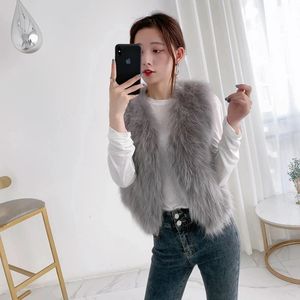 Fourrure femme Fausse fourrure fausse fourrure gilet femmes hiver chaud court gilet corée mode vêtements d'extérieur fourrure ours en peluche manteau dames corps plus chaud 231024