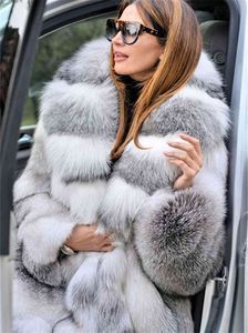 Manteau en fausse fourrure pour femme, veste d'hiver pour femme, mode haute qualité, croisé, Long, ample, à capuche