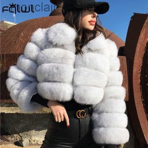 Fourrure Femme Fausse Fourrure FQLWL Casual Blanc Noir Fluffy Automne Hiver Fausse Fourrure Manteau Femmes Veste À Manches Longues Recadrée Puffer Veste De Fourrure Pour Femmes Outwear J230921