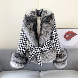 Fourrure femme Fausse fourrure manteau de fourrure femmes automne hiver jeune Style court pied-de-poule Imitation argent fourrure de renard chaud en peluche fausse fourrure manteaux femme 231118