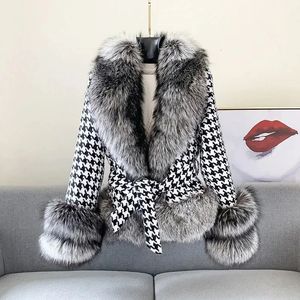 Fourrure femme Fausse fourrure manteau de fourrure femmes automne hiver jeune Style court pied-de-poule Imitation argent fourrure de renard chaud en peluche fausse fourrure manteaux femme 231122