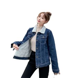 Fourrure femme Fausse fourrure Keramo hiver polaire Denim manteaux femmes Faux épaissir Plus velours veste femme Vintage chaud effiloché pardessus vêtements d'extérieur haut d'automne 231109