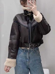 Fur en fourrure pour femmes kpytomoa femmes mode épaisse fausse veste shearling manteau vintage ceinture à manches longues ourlet femelles