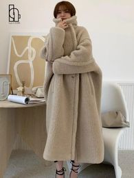 Damesbont Nepbont Luck A Dames Winter Langere warme nepbontjas Dikke teddybeerjas met lange mouwen Casual losse oversized lamswollen bontjassen 231123