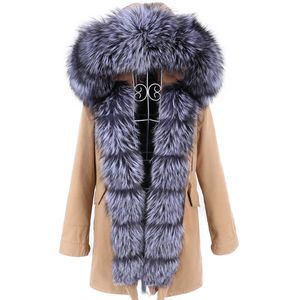 Femmes fourrure fausse fourrure Maomaokong hiver femmes veste 2023 femme naturel réel manteau de fourrure col de fourrure veste longue Parka intérieure fourrure vêtements HKD230727