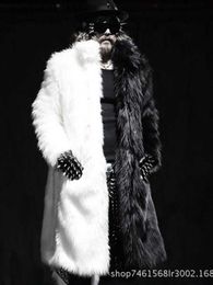 Piel de mujer Piel sintética Hombres Abrigo de piel sintética Invierno Grueso Mullido Manga larga Ropa de abrigo cálida Chaqueta larga de piel de lujo Chaquetas Bontjas en blanco y negro para hombre L230920