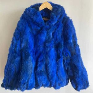 Manteau de fourrure de lapin naturel en fausse fourrure pour femme pour femme veste à capuche d'hiver mode manteau de fourrure véritable Fe en offre avec livraison gratuite HT52L231007