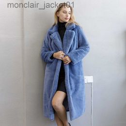 Damen Pelz Kunstpelz Neue Frauen Lange Lose Winter Kunstpelzmantel Weiche Frauen Street Style Kunstleder Mäntel J230921