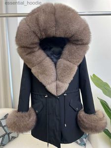Women's Fur Fausse fourrure OFTBUY 2023 duvet de canard veste d'hiver femmes réel manteau de fourrure naturel col de renard à capuche ample longue Parkas grand vêtements d'extérieur détachable L2320