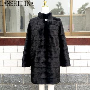 Fourrure femme Fausse fourrure russe femme 100% réel manteau de fourrure de vison manteau en cuir véritable hiver chaud veste de fourrure naturelle à manches longues col montant 231117