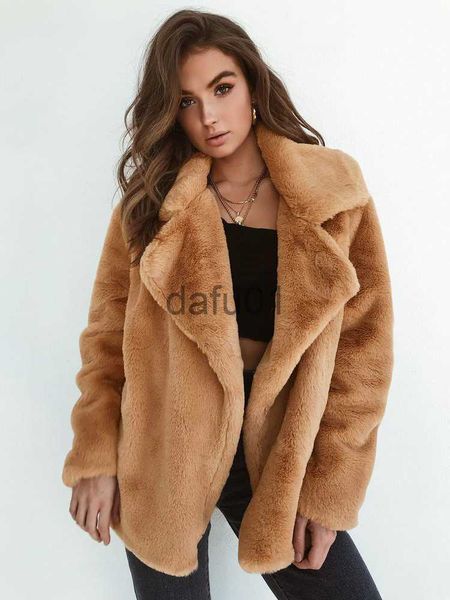 Fourrure pour femme Fausse fourrure Sexy Peluche Revers Slim-Fit Fourrure Fausse Fourrure Simple Mode Automne et hiver Manteau tout-match Vêtements d'hiver Femmes 2023 Épaissir Manteau x0907