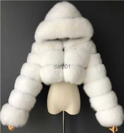 Manteau à capuche en fausse fourrure pour femme, court et solide, en peluche, chaud, automne/hiver, x0907