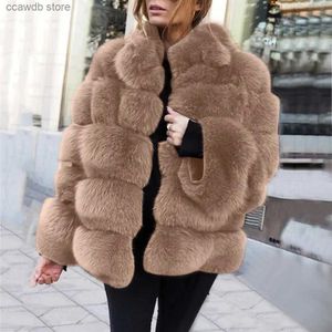 Fourrure de fourrure pour femmes super chaud hiver fausse manteau de fourrure femme épaisse veste solide décontractée de fausse fourrure par break