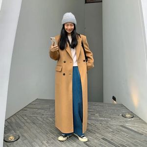 Fourrure pour femmes Fausse Fourrure Grandes Femmes Maxi Manteau Pour Automne Hiver Épaissir Chaud Style Hepburn Cheville Longueur Pardessus Noir Camel Plus Taille XS 3XL 231115