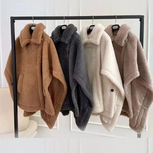 Manteau Cape en fausse fourrure pour femme, ours en peluche, châle Max en fourrure d'alpaga, en laine, ample, Version correcte, 231123