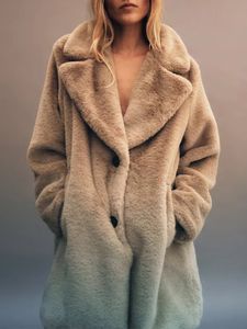 Fourrure femme Fausse fourrure TRAF High Street ours en peluche manteau d'hiver femmes ample grande taille épais chaud mélanges de laine réel manteau de fourrure femmes vestes de fourrure d'hiver 231117